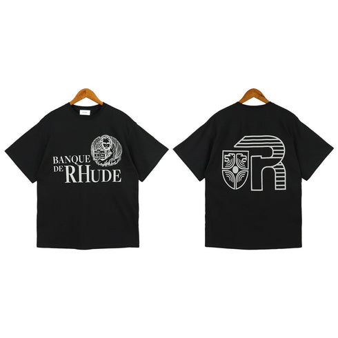 Rhude T-shirt Micro Label Letter Logo Line Pattern Short Sleeve T-shirt Loose