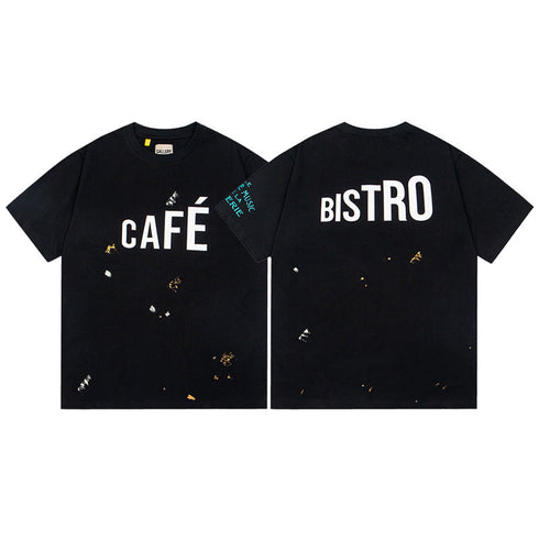 Gallery Dept T-Shirt Letter Pattern Washed Old Short Sleeve T-Shirt