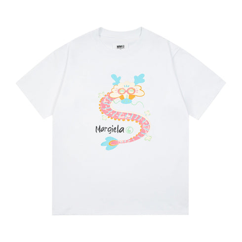 Maison Margiela T-shirt Dragon Print Crew Neck Loose Short Sleeve T-shirt