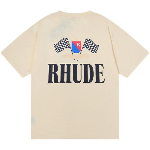 Rhude T-shirt Alphabet Flag Print Short Sleeve T-shirt