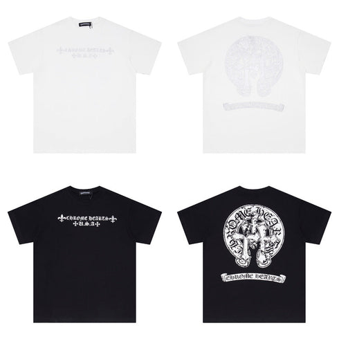 Chrome Heart T Shirts Croix Sanskrit Cross Horseshoe Old T-Shirt