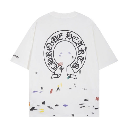 Chrome Heart T Shirts Croix Cross Sanskrit Embroidery Versatile Casual Loose