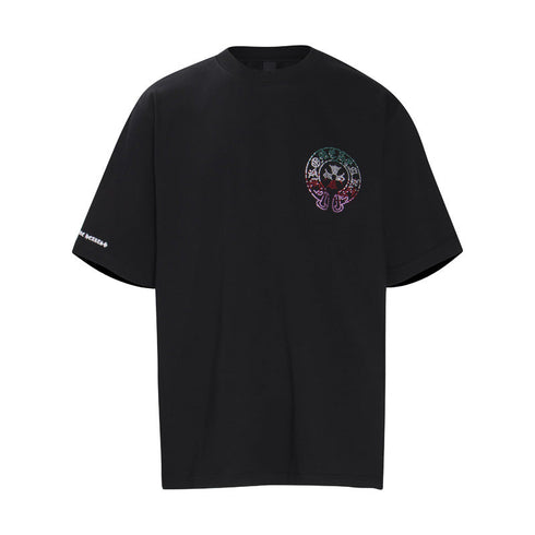 Chrome Heart T Shirts Horseshoe Sanskrit Cross Color Hot Diamond Short Sleeve T-Shirt