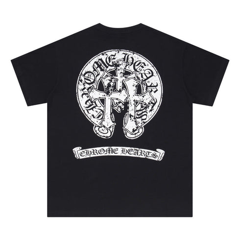 Chrome Heart T Shirts Croix Sanskrit Cross Horseshoe Old T-Shirt