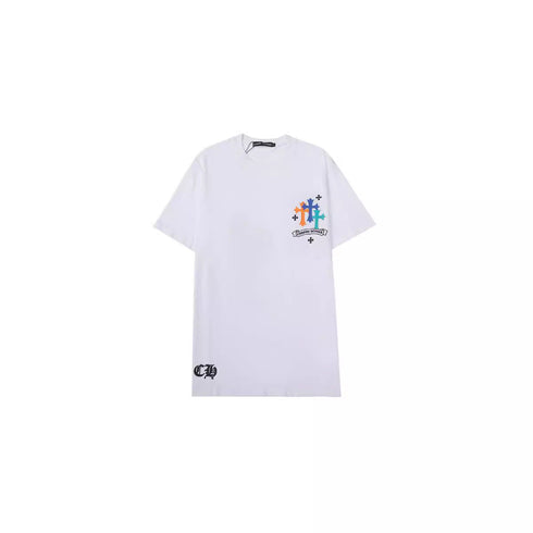 Chrome Heart T Shirts Croix Cross Color Leather Printed Short Sleeve T-Shirt
