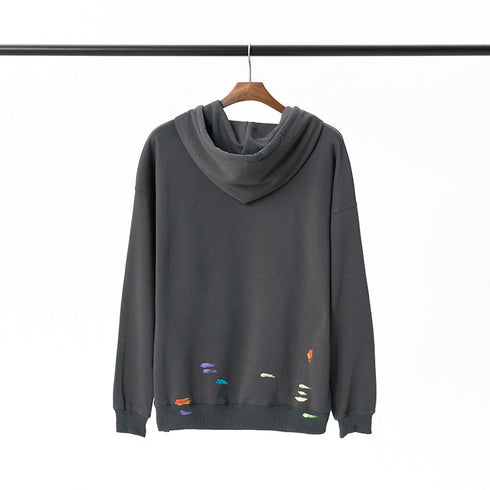 Gallery Dept Hoodie Luo Hand Painted Graffiti Letter Printing Pure Cotton