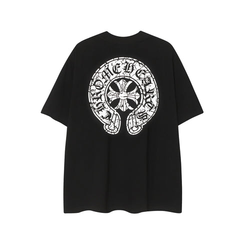 Chrome Heart T Shirts Horseshoe Cross Old Retro Fashion Men's and Women's Short Sleeve T-Shirt