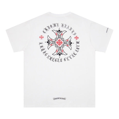 Chrome Heart T Shirts Red Cross Sanskrit Letter Short Sleeve T-Shirt