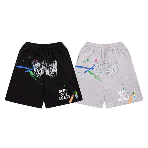 Gallery Dept Shorts Hand Painted Splash Ink Graffiti Alphabet Casual Shorts