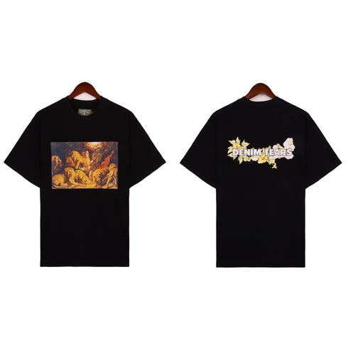 Denim Tears T-shirts Kapok Letter Portrait Short Sleeve T-shirt