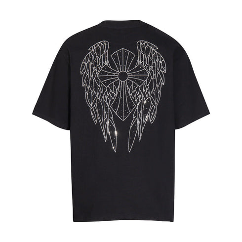 Chrome Heart T Shirts T-Shirt Hot Diamond Angel Wings Cross Cotton Short Sleeve