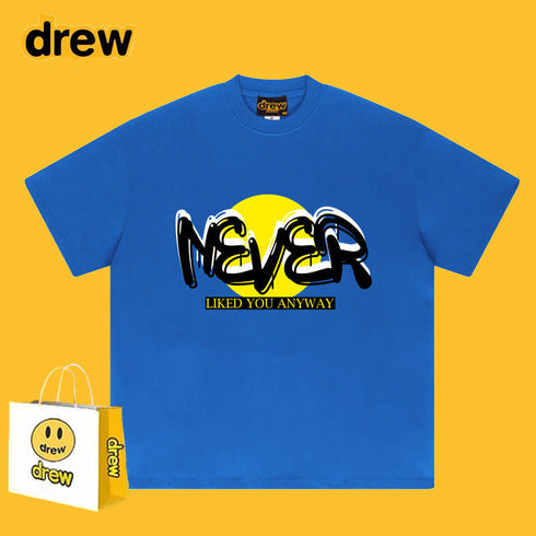 Drew T-shirts Smiley Face Short Sleeve Loose round Neck Short Sleeve