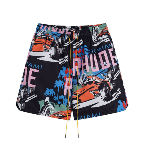 Rhude T-shirt Racing Letter Logo Casual Short Sleeve Shirt, Shorts