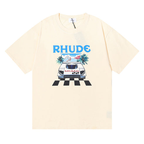 Rhude T-shirt F1 Racing Letter Logo Pattern Short Sleeve T-shirt
