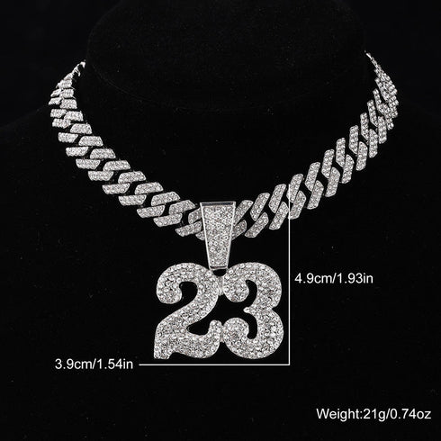 Jordan 23 Iced Out Cuban Pendant Necklace