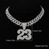 Jordan 23 Iced Out Cuban Pendant Necklace
