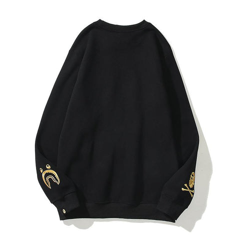 Bathing Ape Sweatshirts Autumn and Winter Cartoon Embroidered Crew Neck Pullover and Fleece Sweater Men and Women