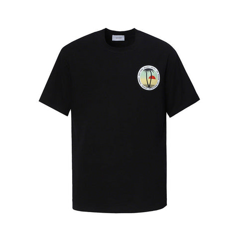 Rhude T-shirt Sunset Coconut Alphabet Print Short Sleeve T-shirt