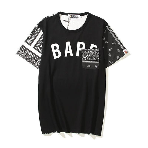 Bathing Ape T-Shirt Summer Color Block Printing Fashion Short Sleeve T-shirt
