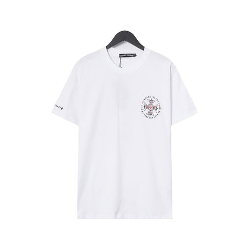 Chrome Heart T Shirts Croix Cross Leather Printed Short Sleeve T-Shirt