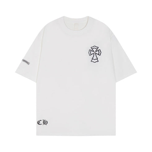 Chrome Heart T Shirts Cross Print Short Sleeve T-Shirt Loose