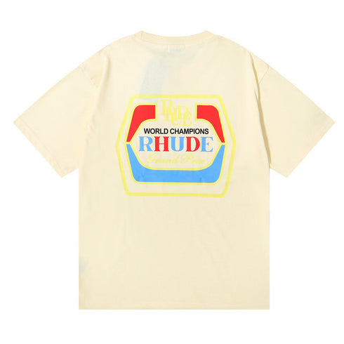 Rhude T-shirt Micro Label Wheat Ear Letter Print Short Sleeve T-shirt