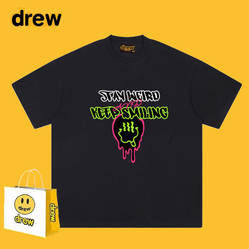 Drew T-shirts Funny Smiling Face Short Sleeve Printed T-shirt