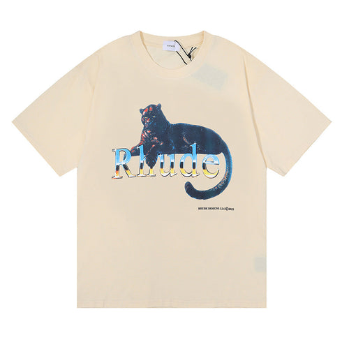 Rhude T-shirt Black Panther Letter Print Short Sleeve T-shirt