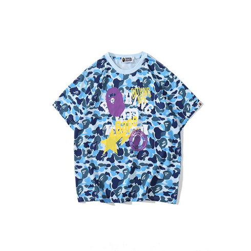Bathing Ape T-Shirt Summer Camouflage Shading T-shirt Cartoon Anime Short Sleeve