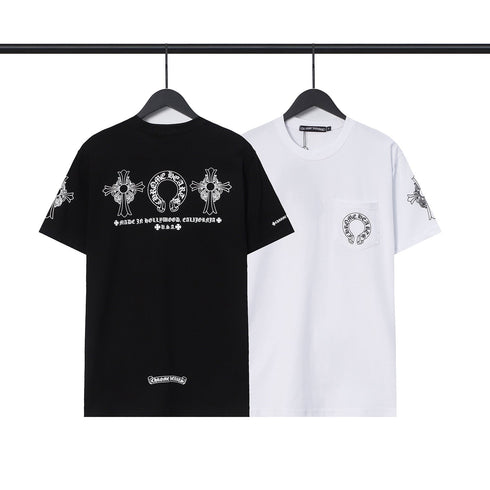 Chrome Heart T Shirts Chrome Hearts Cross Sanskrit Print Short Sleeve Crew Neck T-Shirt