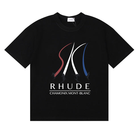 Rhude T-shirt Ski Theme Letter Print Short Sleeve T-shirt