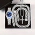 VVS Jewelry 4-Piece Iced Out Watch & Cuban Chain, Bracelet and Cross Bundle Set