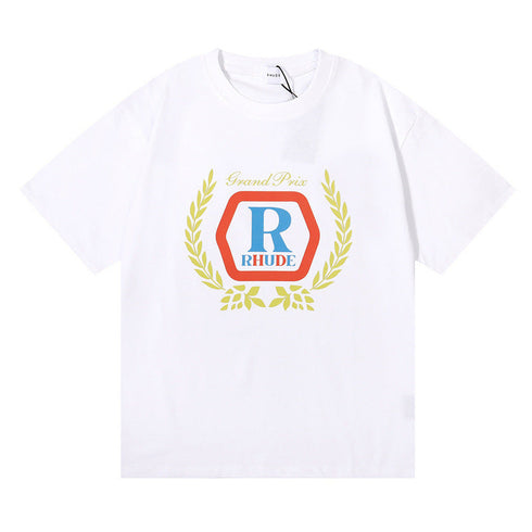 Rhude T-shirt Micro Label Wheat Ear Letter Print Short Sleeve T-shirt