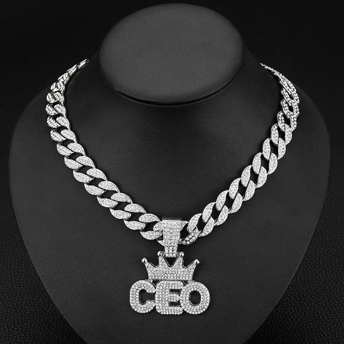 Crowned CEO Iced Out Pendant Necklace