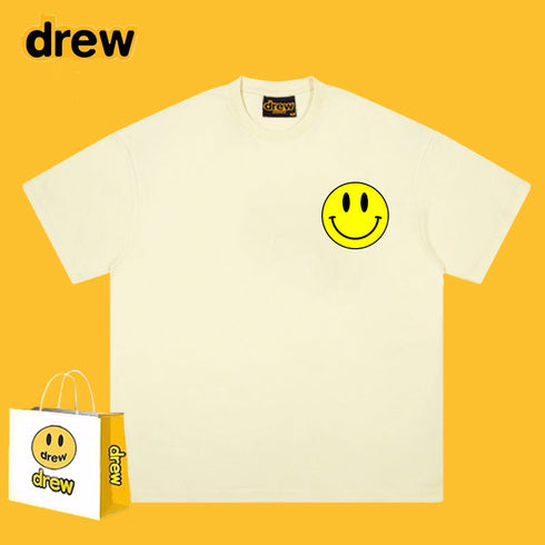 Drew T-shirts Smiley Face Print Short Sleeve Loose
