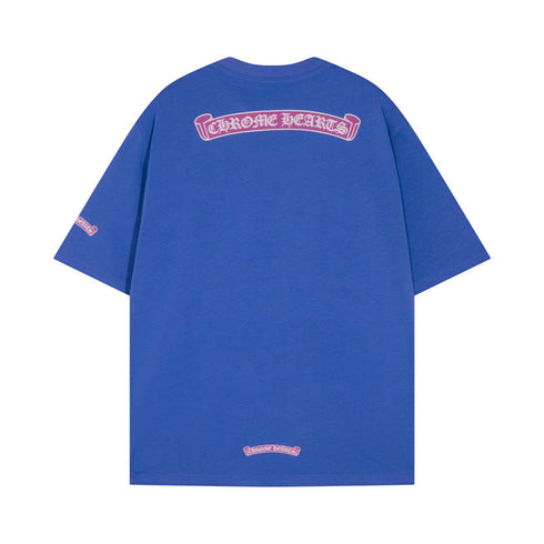 Chrome Heart T Shirts Sanskrit cross print embroidery casual loose