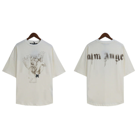 Palm Angels T-shirt Pigeon Flow Lacquer Letter Foam Short Sleeve T-shirt
