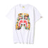 Bathing Ape T-Shirt Summer Zipper Printed Short Sleeve