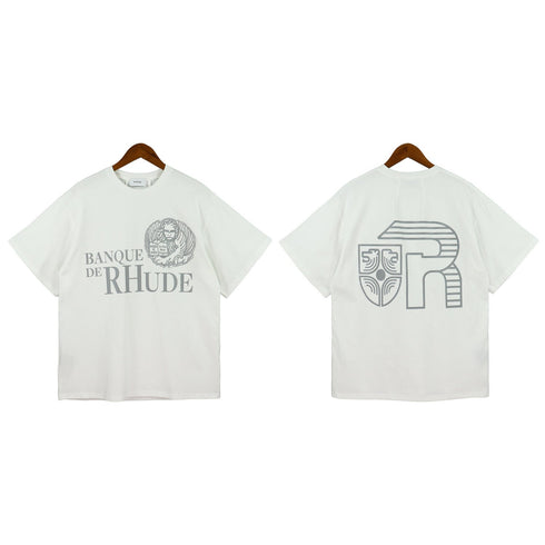 Rhude T-shirt Micro Label Letter Logo Line Pattern Short Sleeve T-shirt Loose