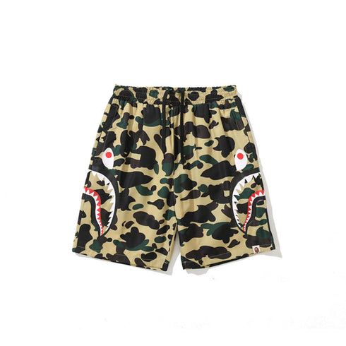 Bathing Ape Shorts Men's Side Double Shark Head Windbreaker Cloth Shorts Elastic Waist Shorts