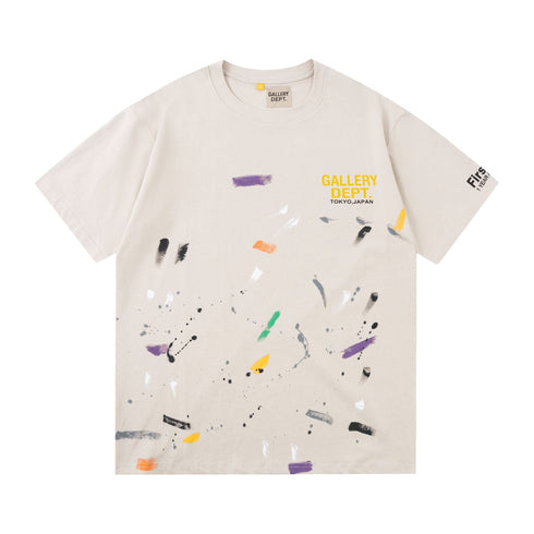 Gallery Dept T-Shirt Hand Painted Color Graffiti Print Short Sleeve T-Shirt