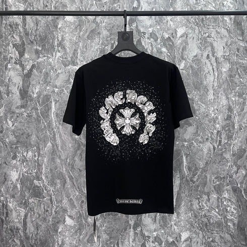 Chrome Heart T Shirts Cross Print Short Sleeve T-Shirt Loose