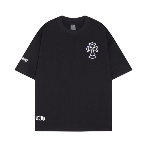 Chrome Heart T Shirts Cross Print Short Sleeve T-Shirt Loose