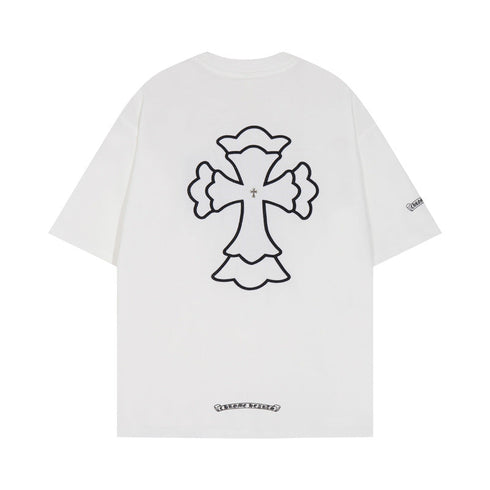 Chrome Heart T Shirts Cross Print Short Sleeve T-Shirt Loose