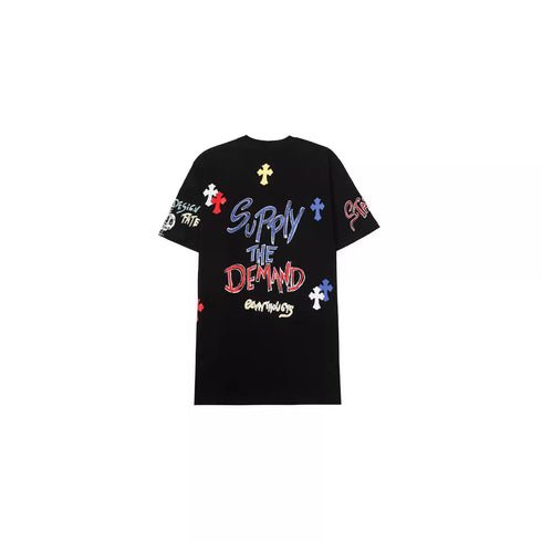 Chrome Heart T Shirts Croix Cross Color Leather Printed Short Sleeve T-Shirt