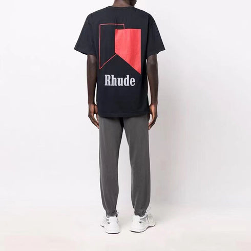 Rhude T-shirt Micro Standard Geometric Square Color Matching Printed Short Sleeve T-shirt