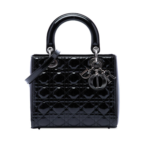 Lady Dior Bag Cannage Quilt Patent Medium