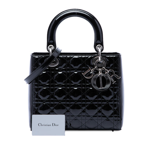 Lady Dior Bag Cannage Quilt Patent Medium