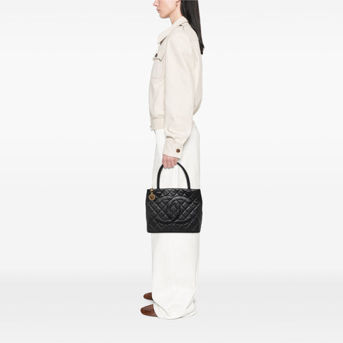 Medallion Tote Quilted Caviar