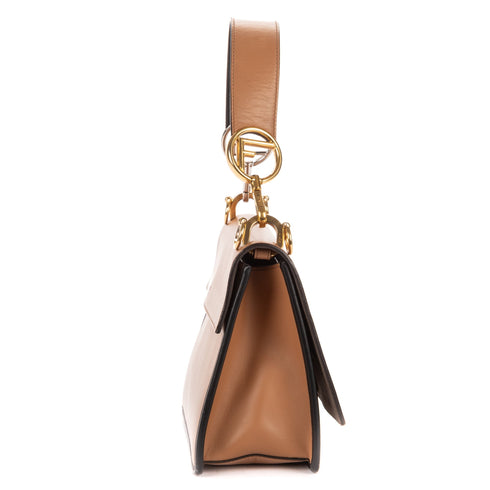 Kan I F Shoulder Bag Leather with Zucca Embossed Detail Medium